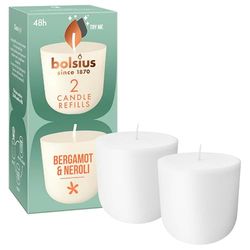 bolsius CleanLight Ricarica, Bergamotto & Neroli, Candela Profumata Ricaricabile, 2 Pezzi, Durata di Combustione 24 Ore, Contiene Cera Vegetale Naturale, Concetto Sostenibile