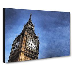 Big Ben Houses of Parliament London No.2 Modern Canvas Wall Art Print Ready to Hang, Framed Picture for Living Room Bedroom Home Office Décor, 30x20 Inch (76x50 cm)