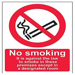 vsafety 57024 an-s "No Smoking/contro la legge" divieto segno, Autoadesivo, verticale, 150 mm x 200 mm, colore: nero/rosso