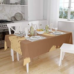 Bonamaison Kitchen Decoration, Tablecloth, Brown Tones, 140 x 160 Cm - Designed and Manufactured in Turkey