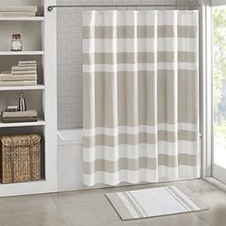 Madison Park – SPA Reversible Alfombra de baño de algodón – Gris Topo – 20 (W) X 30 (L) – Rayas – Alfombrillas de Baño Agua Absorbent- rápido Drying- – Tacto Suave – Elegante y Sofisticado