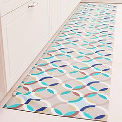 PETTI Artigiani Italiani - Tapis de Cuisine antidérapant et Lavable, 52 x 240 cm, Motif Cercle, Bleu, 100% fabriqué en Italie.