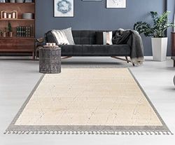 Surya Peoria Alfombra geométrica Moderna para salón, Comedor, Dormitorio, Suave, Abstracta, de Pelo Corto para un fácil Cuidado, Alfombra Grande, 167 x 220 cm, Color Beige