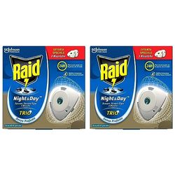 Raid Night & Day Trio Antizanzare e Antimosche con Sabbia Compressa, Confezione da 4 Ricariche, Senza Profumazione