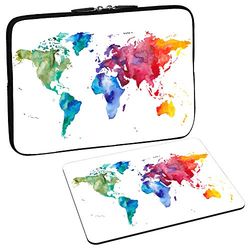 PEDEA Design skyddsskal notebook väska upp till 39,6 cm (15,6 tum) med design musmatta, Color World