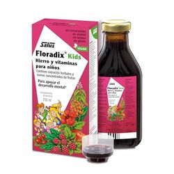 Salus - Floradix Kids Suplemento de Hierro - 250 ml - Reduce el Cansancio y la Fatiga - Contiene Hierro y Vitaminas B1, B2, B6, B12 y C - Apoya el Desarrollo Mental y la Función Cognitiva