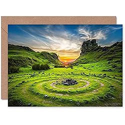 Fine Art Prints Fairy Glen Sunset Skye Scotland Greeting Card With Envelope Inside Premium Quality