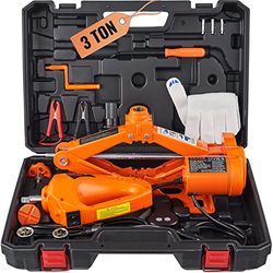 VEVOR Elektrisk bildomkraft, 3 ton /6600 lbs 12V elektrisk saxdomkraft med elektrisk mutterdragare, dubbla sadlar med fjärrkontroll, bärbar bildomkraft för sedan, SUV, lastbil Däckbytesbyte