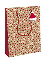 Clairefontaine X-30897-2C Cadeauzakje van kraftpapier, groot formaat, 26,5 x 14 x 33 cm, 210 g, motief: peperkoek, wit op kraftpapier, geschenkverpakking, ideaal voor: gezelschapsspellen, puzzels,