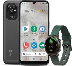 Doro 8100 + Smartwatch - 4G Smartphone Android para Mayores - Teléfono Móvil - Fácil - Resistente al Agua - Triple Cámara 13MP - Pantalla 6.1" - Botón SOS con GPS - Reloj Inteligente - Hombre - Mujer