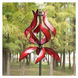 Winwindspinner, Girandole a vento da giardino – Grandi sculture a vento da giardino, tulipano, ornamento mulino a vento per esterni, cortile, prato, decorazioni da giardino (48,3 cm di larghezza x 219