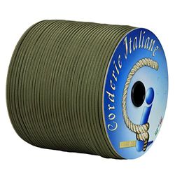 Paracord 550 Type III Basic, beige/mörkgrön 4 mm - 50 mt, 7 trådar, 100% Tillverkad i Italien 006079248 Corderie Italiane