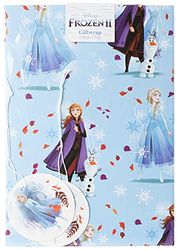 UK Greetings | Disney Frozen Wrapping Paper for Birthday | Gift Wrapping Set | Birthdays/Weddings/Mother's Day | Cartoon Design with Anna, Elsa and Olaf | Pack of 2 | 180 x 250 x 5 mm