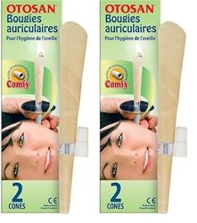 Otosan Bougie Auriculaire – Pour l'Hygiène de l'Oreille, Elimine le Cérumen – Cire d'Abeille et Propolis – Confortable, Sûr Avec Applicateur Comfy – Dispositif Médical Certifié CE – 2 Bougies