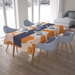 Bonamaison Köksdekoration, bordsduk, orange, benvit, 140 x 200 cm - designad och tillverkad i Turkiet