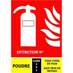 Panneau pictogramme extincteur à poudre 125 x 190