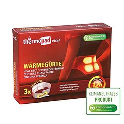 Thermopad vital heat belt with 4 big heat cells, soothing deep heat, immediately ready for use, 12 hours, 42 °C, simple application, size S-XL, 3 pieces