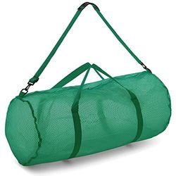 Champion sport mesh duffelväska med dragkedja och justerbar axelrem, 38 cm x 36 cm, grön – mångsidig, stor gymväska för utrustning, sportutrustning, tvätt – andningsbar mesh dybba och resväska