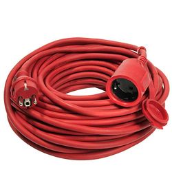 as - Schwabe - Cabo de extensão de borracha - 15 m de cabo com ficha de contacto de proteção, incl. Tampa de proteção - cabo extensão de 230 V / 16 A - IP44 - vermelho I 60215