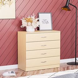 Vida Designs Mesa de cabeceira Home Discount de pinheiro de 4 gavetas deslizantes com puxadores de metal, suporte de gaveta único anti-arqueamento, móveis de quarto rico