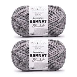 Bernat Blanket Ashen Titanium Yarn - 2 Pack of 300g/10.5oz - Polyester - 6 Super Bulky - 220 Yards - Knitting/Crochet