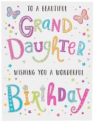 Piccadilly Greetings Regal Publishing C80661 Modern Birthday Card Granddaughter - 8 x 6 inches, grey|pink|red|blue|oak