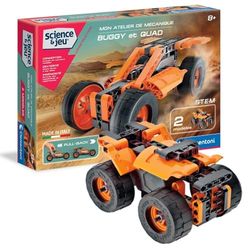 Clementoni -Mon mechanische werkplaats buggy en quad met wrijving, constructiespel, gemaakt in Italië, 8 jaar en ouder, 52535.