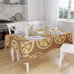 Bonamaison, Anti-moisissure, Séchage Rapide, Résistant aux Taches, Lavable en Machine, 100% Polyester Nappe de Table, Tons Bruns, 140 x 160 Cm - Conçu et Fabriqué en Turquie