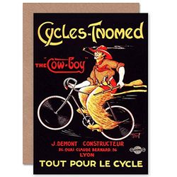 Wee Blue Coo CARD GREETING RETRO AD CYCLES TNOMED LYON FRANCE GIFT