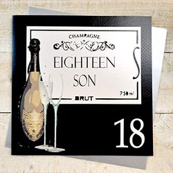 WHITE COTTON CARDS Large XBA18S 18 Son» Carte d'anniversaire Faite Main 18 Ans
