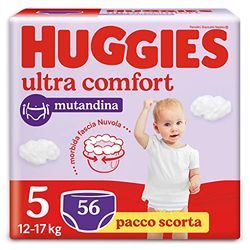 Huggies Ultra Comfort, pieluchy Rozmiar 5 (12-17 kg), oddychające majtki, projekt Disneya, opakowanie zapasowe, 56 sztuk