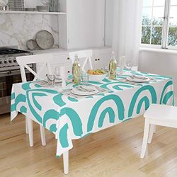Bonamaison Kitchen Decoration, Tablecloth, Turquoise, White, 140 x 160 Cm - Designed and Manufactured in Turkey