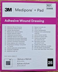 Medipore 3566E verbanden, pad 3M, 10 cm x 10 cm (verpakking van 25)