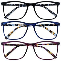 OPULIZE Arc 3 Pacco Grande Occhiali Da Lettura Nero Blu Porpora Fantasia Uomo Donna RRR66-135 +3,50
