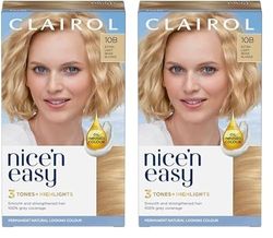 Clairol Nice'n Easy Crème, Natural Looking Oil Infused Permanent Hair Dye, 10B Extra Light Beige Blonde (Pack of 2)