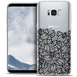 Caseink - Fodral för Samsung Galaxy S8+/ Plus (G955) [Crystal Gel HD vårkollektion design låg spets svart - mjuk - ultratunn - tryckt i Frankrike]