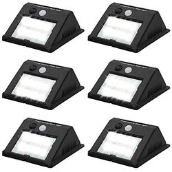 AKTIVE Set van 6 led-zonnelampen voor buiten, buitenverlichting op zonne-energie, waterdicht, licht met bewegingssensor, aan/uit-knop, inclusief 1 oplaadbare batterij