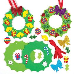 Baker Ross Christmas Wreath Mix and Match Decoration – Pack of 8, Kids Make Your Own Christmas Decoration, Christmas Bauble Arts and Crafts (AT303)