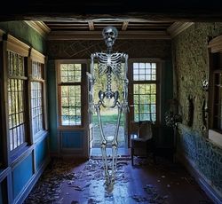FIESTAS GUIRCA | Silver Skeleton (90 cm) - Halloween Decoration for Parties and Celebrations - Ideal for Spooky Environments and Skull and Skeleton Themes - Silver