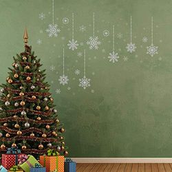WALPLUS Silver Snow Flakes Wall Stickers, Vinyl, Multi-Colour, 5 x 60 x 5 cm
