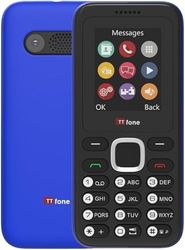 TTfone TT150 Celular Básico Libre con Bluetooth, Batería de Larga Duración, Dual SIM con Cámara y Juegos, Fácil de Usar, Robusto y Ligero (Azul, con Cargador)