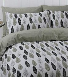 Linen Zone 100% Cotton Reversible Printed Duvet Cover Set, Double - Safari Leaf