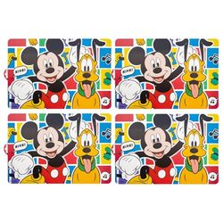 Disney Mickey Mouse Baby Placemats (Set of 4) - Non-Slip, Stain-Resistant, Portable Food Mats for Kids & Toddlers, Easy to Clean, BPA-Free, Ideal for Dining, Travel & Restaurants
