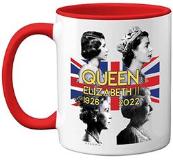 Stuff4 Queen Elizabeth II Commemorative Mug - The Queen Elizabeth II Union Jack Keepsake - Royal Memorial Gifts, Memorabilia Souvenirs, Royal Mugs for Him Her, 11oz Ceramic Red Premium