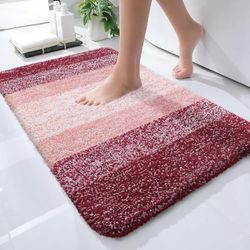 OLANLY - Tapis de Salle de Bain en Microfibre Extra Douce et absorbante, Revers en Caoutchouc, séchage Rapide, Lavable en Machine, Accessoires de décoration d'intérieur, 61 x 41 cm, Rouge