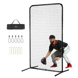 VEVOR I Screen Baseball voor Batting Cage, 2,1 x 1,2 m honkbal softbal veiligheidsscherm, bodyprotector draagbaar slagscherm met draagtas en grondpalen, heavy duty werpennet voor werpers bescherming
