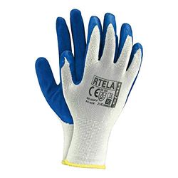 Rijst RTELA7 beschermende handschoenen, wit-blauw, 7 maten, 12 stuks
