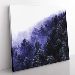 Forest Fog in Germany Painting Modern Canvas Wall Art Print Ready to Hang, Framed Picture for Living Room Bedroom Home Office Décor, 50x50 cm (20x20 Inch)
