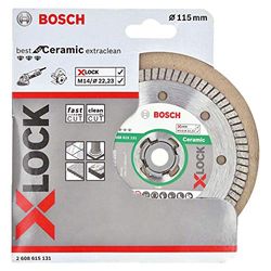 Bosch Accessories Professional 2608615131 Disco Diamantato, per Ceramica, X-Lock, Extraclean Turbo, Ø115 mm, Diametro Ø: 22.23 mm, nero