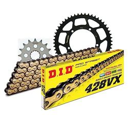 Kettingset DID staal 428VX / 134 klinkslot voor MuZ/MZ RT SX 125 cc Bj. 2002-2011